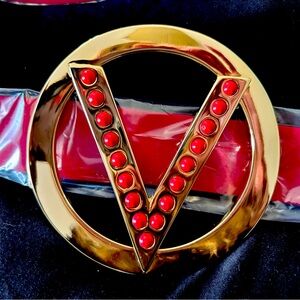 Valentino Giusy Red Leather Belt